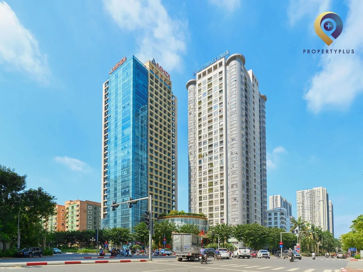 Toàn cảnh tòa nhà MD-Complex nhìn từ đường Nguyễn Cơ Thạch, Nam Từ Liêm, Hà Nội.